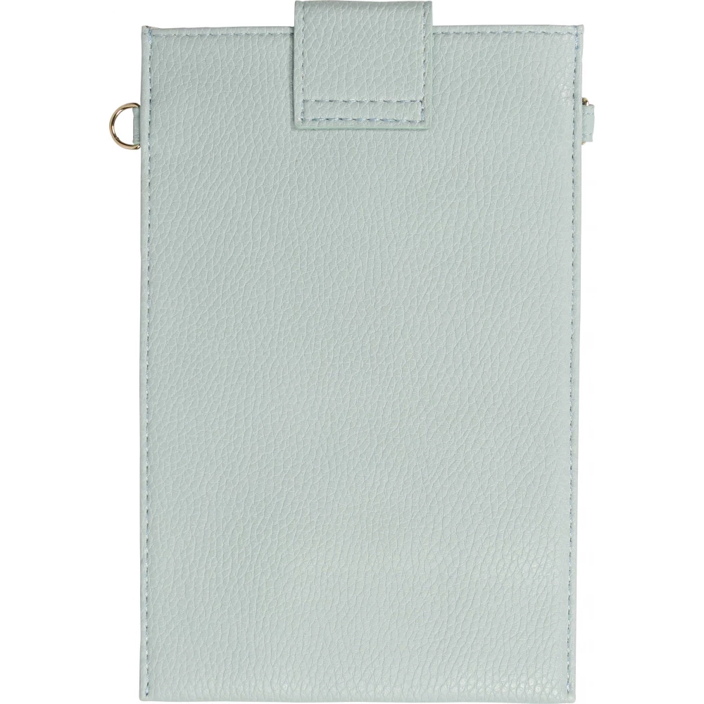 Elegante universelle Smartphone Umhängetasche aus veganem Leder inkl. Umhängegurt aus Leder (vegan) - Hellblau
