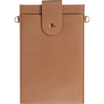 Elegante universelle Smartphone Umhängetasche aus veganem Leder inkl. Umhängegurt aus Leder (vegan) - Braun