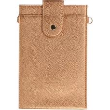 Elegante universelle Smartphone Umhängetasche aus veganem Leder inkl. Umhängegurt aus Leder (vegan) - Gold