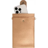 Elegante universelle Smartphone Umhängetasche aus veganem Leder inkl. Umhängegurt aus Leder (vegan) - Gold