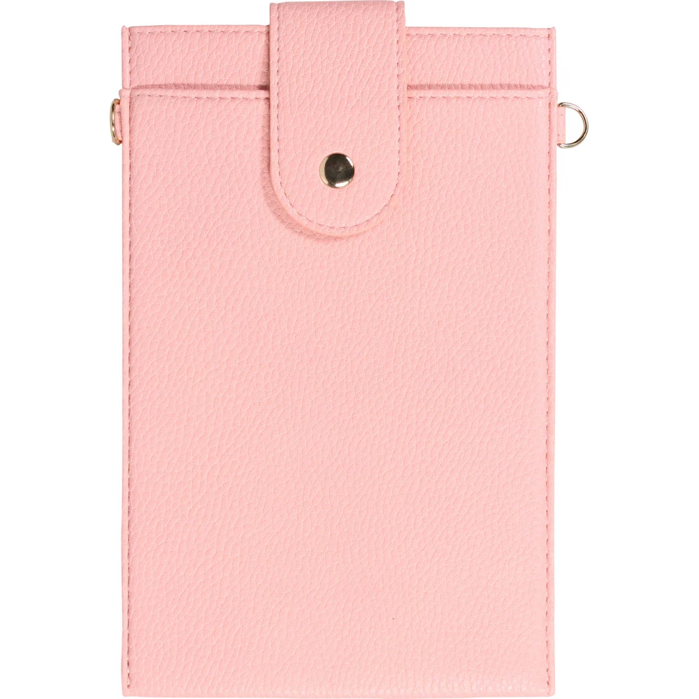 Pochette à bandoulière universelle pour smartphone en cuir végétal avec lanière en cuir (végétal) - Rose