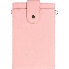 Pochette à bandoulière universelle pour smartphone en cuir végétal avec lanière en cuir (végétal) - Rose