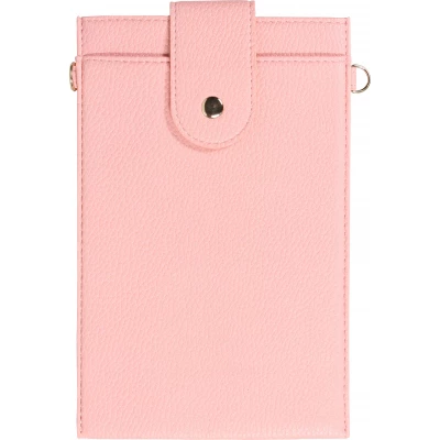 Pochette à bandoulière universelle pour smartphone en cuir végétal avec lanière en cuir (végétal) - Rose