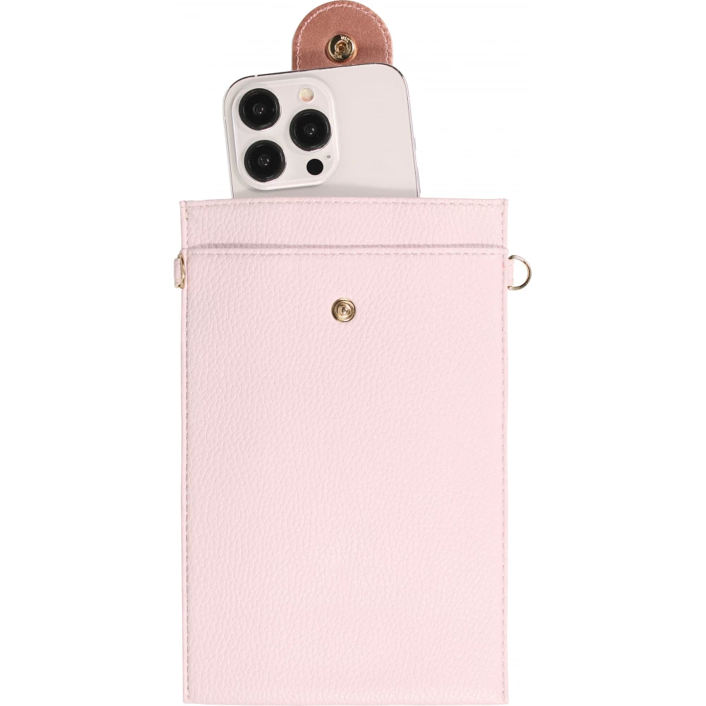 Elegante universelle Smartphone Umhängetasche aus veganem Leder inkl. Umhängegurt aus Leder (vegan) - Hellviolett