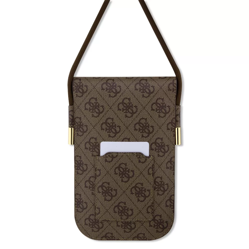 Pochette universelle Guess avec lanière bandoulière et porte-carte intégrés - Brun