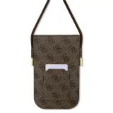 Pochette universelle Guess avec lanière bandoulière et porte-carte intégrés - Brun