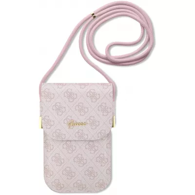 Pochette universelle Guess avec lanière bandoulière et porte-carte intégrés - Rose clair