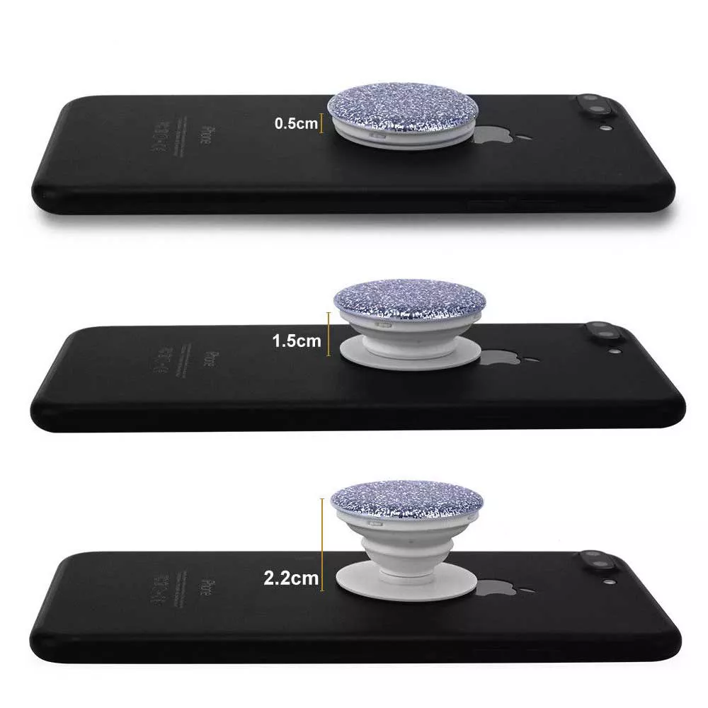 Pop Socket 3D Paillettes - Support de doigt interchangeable pour Smartphone / Tablettes - Or