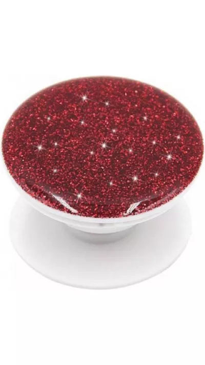 Pop Socket 3D Glitzer - Austauschbare Finger & Einhand Halterung für Smartphone / Tablets - Rot