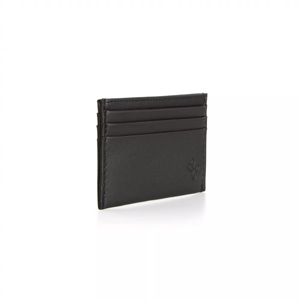 Porte-carte de vacances format européen 6 cartes en cuir de cactus véritable - Noir