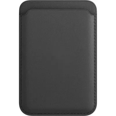Porte-cartes magnétique wallet en cuir - Compatible avec Apple MagSafe - Noir