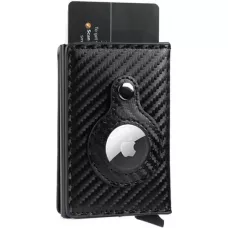 Porte-cartes et support AirTag 2 en 1 avec bloqueur RFID carbon fibre - Carbon
