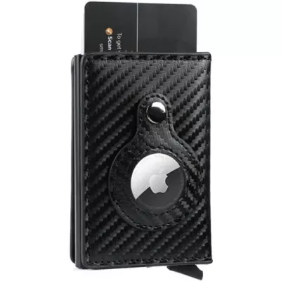 Porte-cartes et support AirTag 2 en 1 avec bloqueur RFID carbon fibre - Carbon