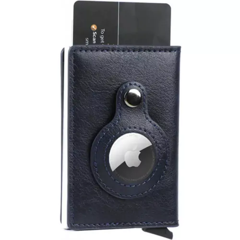 AirTag 2 in 1 Kartenhalter und Halter mit RFID-Blocker Kunstleder - Blau