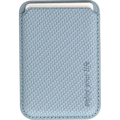 Porte-cartes magn&eacute;tique wallet effet carbone - Compatible avec Apple MagSafe - Bleu