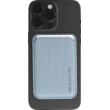 Porte-cartes magnétique wallet effet carbone - Compatible avec Apple MagSafe - Bleu