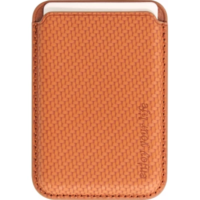Porte-cartes magn&eacute;tique wallet effet carbone - Compatible avec Apple MagSafe - Orange