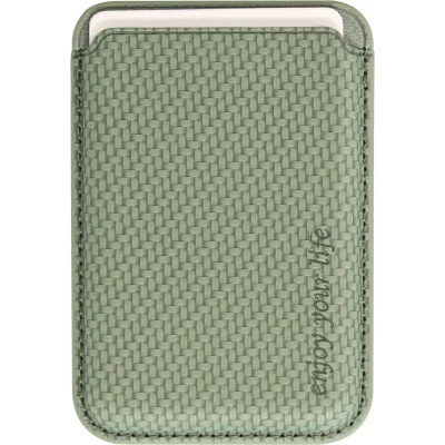 Magnetischer Kartenhalter Wallet Carbon Effekt - Kompatibel mit Apple MagSafe - Gr&uuml;n