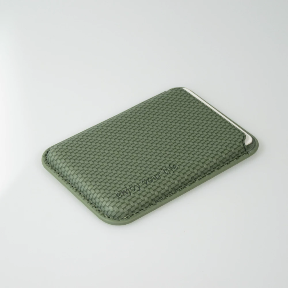 Porte-cartes magnétique wallet effet carbone - Compatible avec Apple MagSafe - Vert