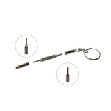 Multifunktions 2 in 1 Schlüsselanhänger aus Aluminium mit Flachkopf- und Kreuzschlitz Schraubendreher (1 Stk) - Silber