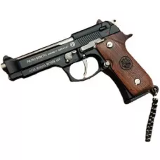 Ultra realistischer Premium Schlüsselanhänger Pistole Beretta mit Echtholzgriff (Farbe zufällig)