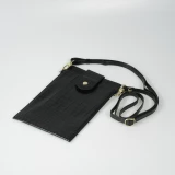 Portefeuille elégante universel pour smartphone luxueux en look cuir de crocodile avec lanière de cou - Noir
