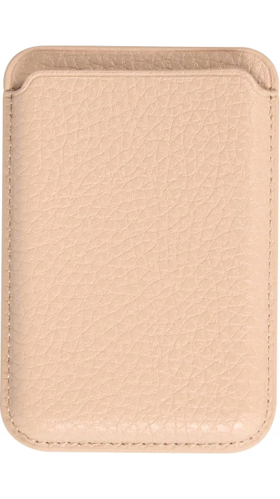 Portes-cartes MagSafe magn&eacute;tique en cuir v&eacute;gan avec aiment fort - Beige