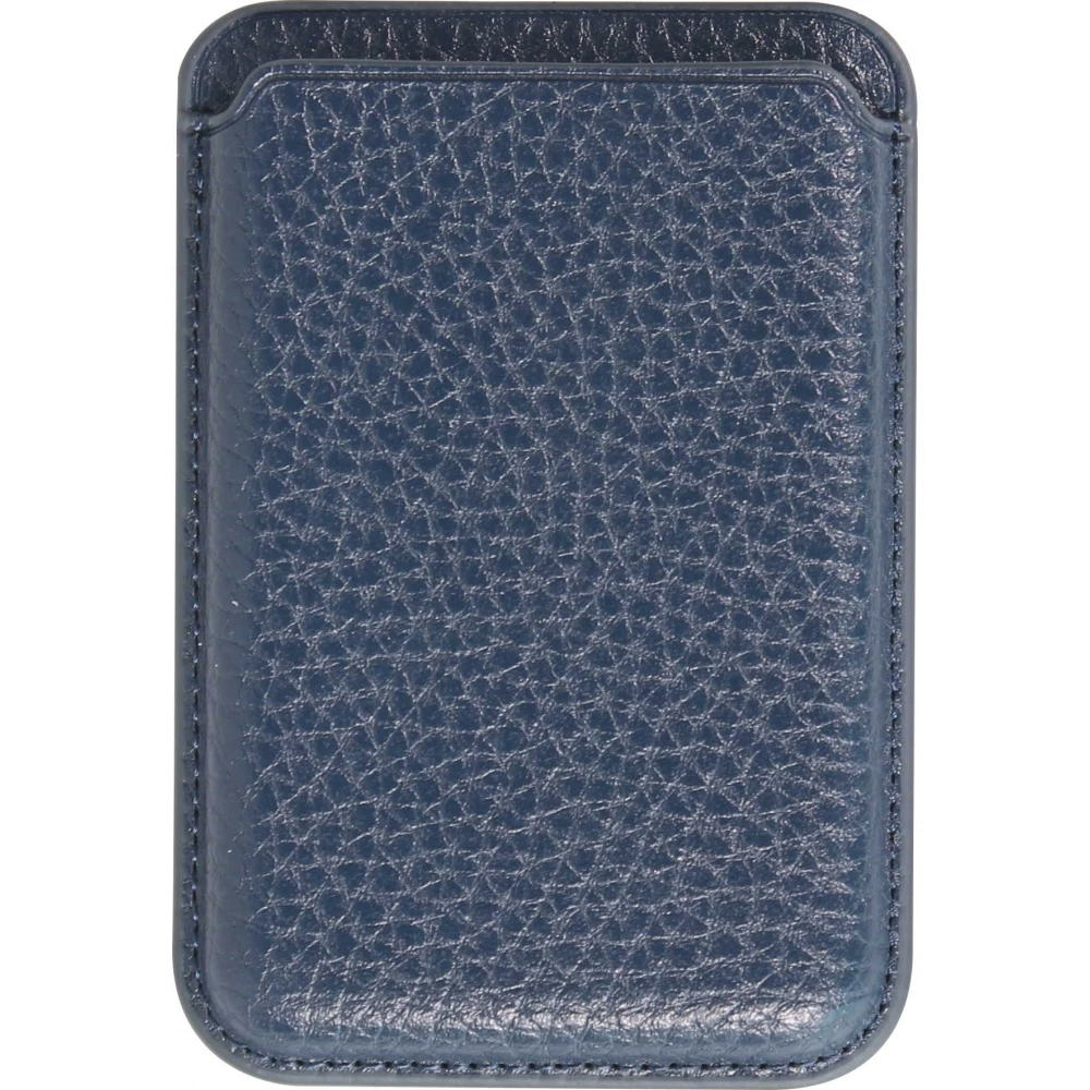 Portes-cartes MagSafe magnétique en cuir végan avec aiment fort - Bleu