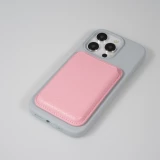 Portes-cartes MagSafe magnétique en cuir végan avec aiment fort  - Rose
