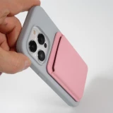 Portes-cartes MagSafe magnétique en cuir végan avec aiment fort  - Rose