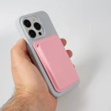Portes-cartes MagSafe magnétique en cuir végan avec aiment fort  - Rose