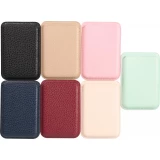 Portes-cartes MagSafe magnétique en cuir végan avec aiment fort  - Rose