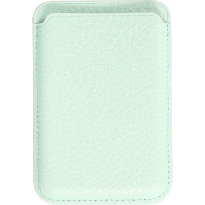 Portes-cartes MagSafe magn&eacute;tique en cuir v&eacute;gan avec aiment fort - Turquoise