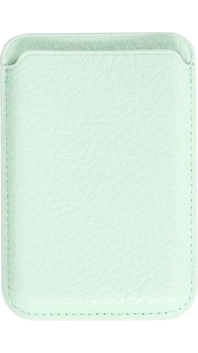 Portes-cartes MagSafe magn&eacute;tique en cuir v&eacute;gan avec aiment fort - Turquoise