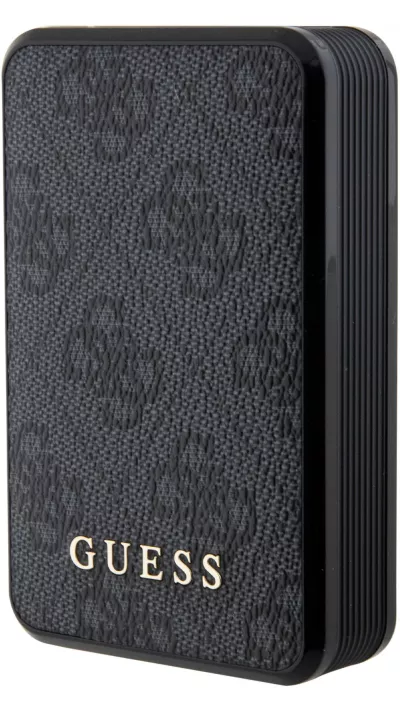 PowerBank Guess compacte 10000mAh en toile similicuir avec monogramme chargeur portable et indicateur autonomie - Gris