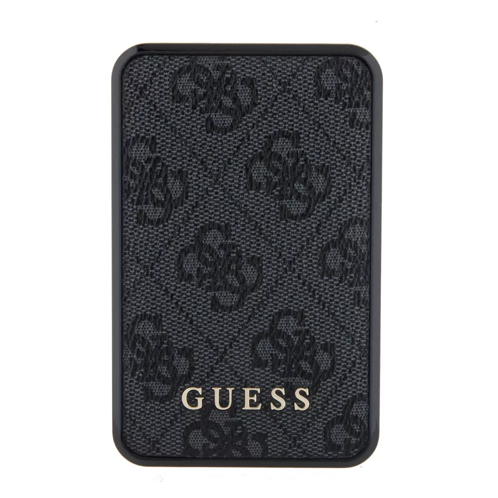 PowerBank Guess compacte 10000mAh en toile similicuir avec monogramme chargeur portable et indicateur autonomie - Gris