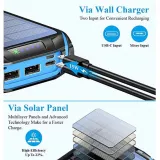 Solar Power Bank i26s 26800mAh portable Fast Charging LED IP66 Ultra Capacity - Blau