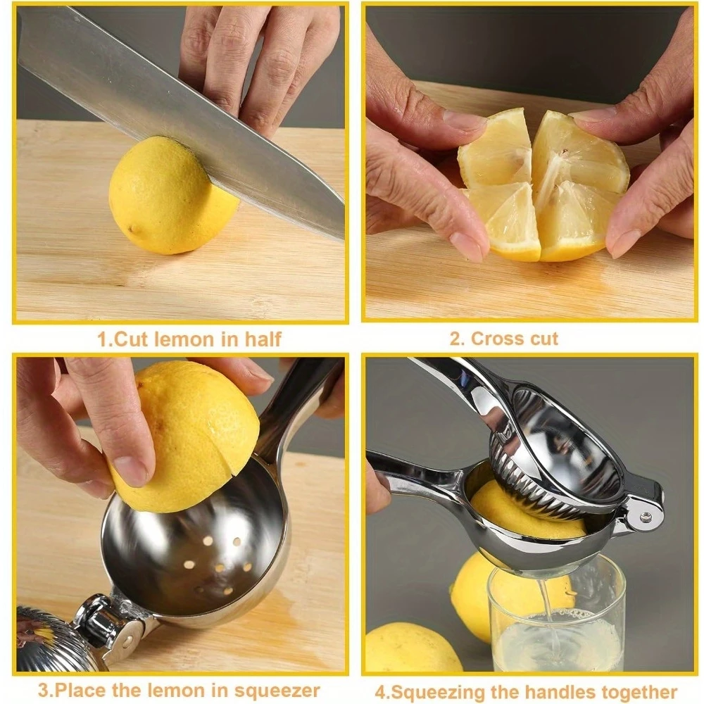 Presse agrume manuel en acier inoxydable pour citron et lime - Argent