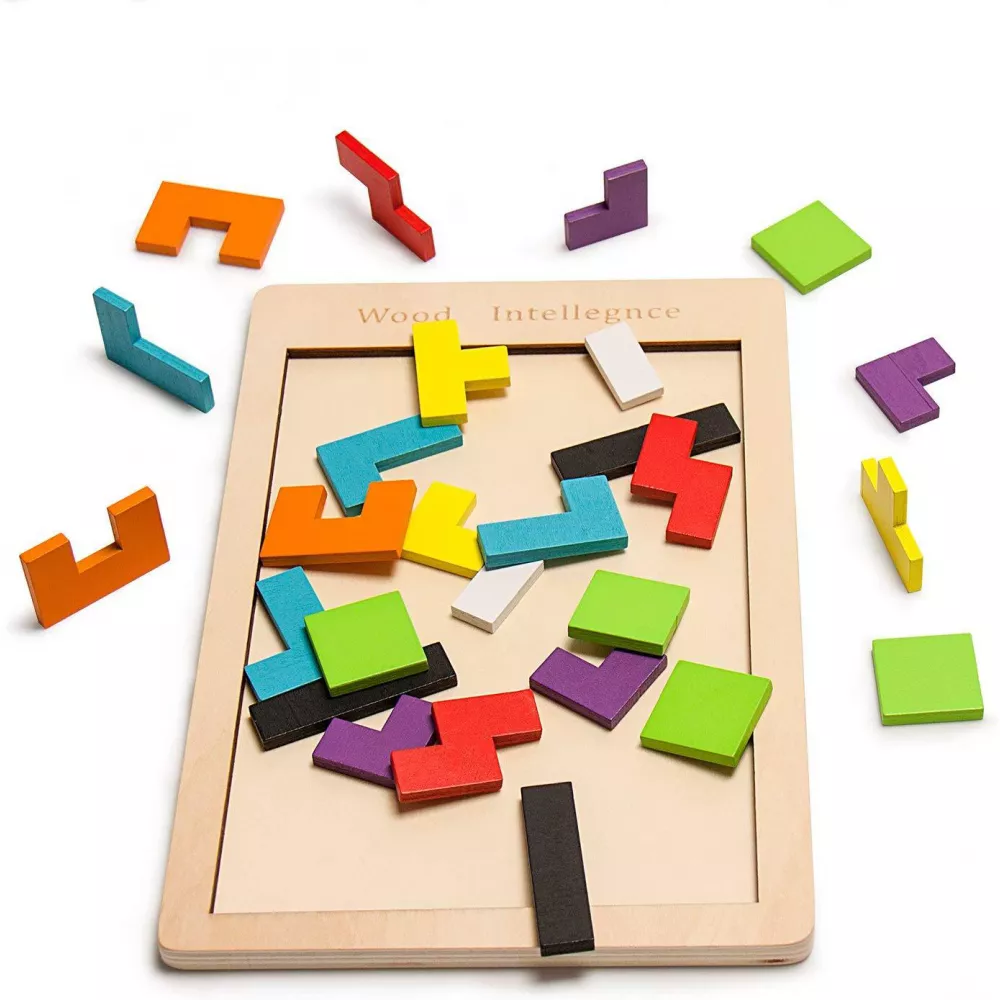 Puzzle en bois Tetris, énigmes, blocs de construction en bois, éducation, découverte, enfant