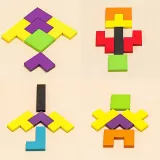 Puzzle en bois Tetris, énigmes, blocs de construction en bois, éducation, découverte, enfant