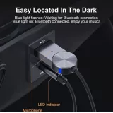 Récepteur Bluetooth 5.0 voiture avec prise AUX 3,5 mm et USB en aluminium et LED - Argent