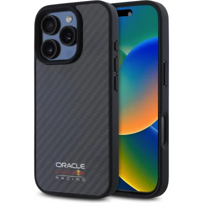 Coque iPhone 16 Pro Max - Red Bull Racing Carbon simple avec logo MagSafe - Noir