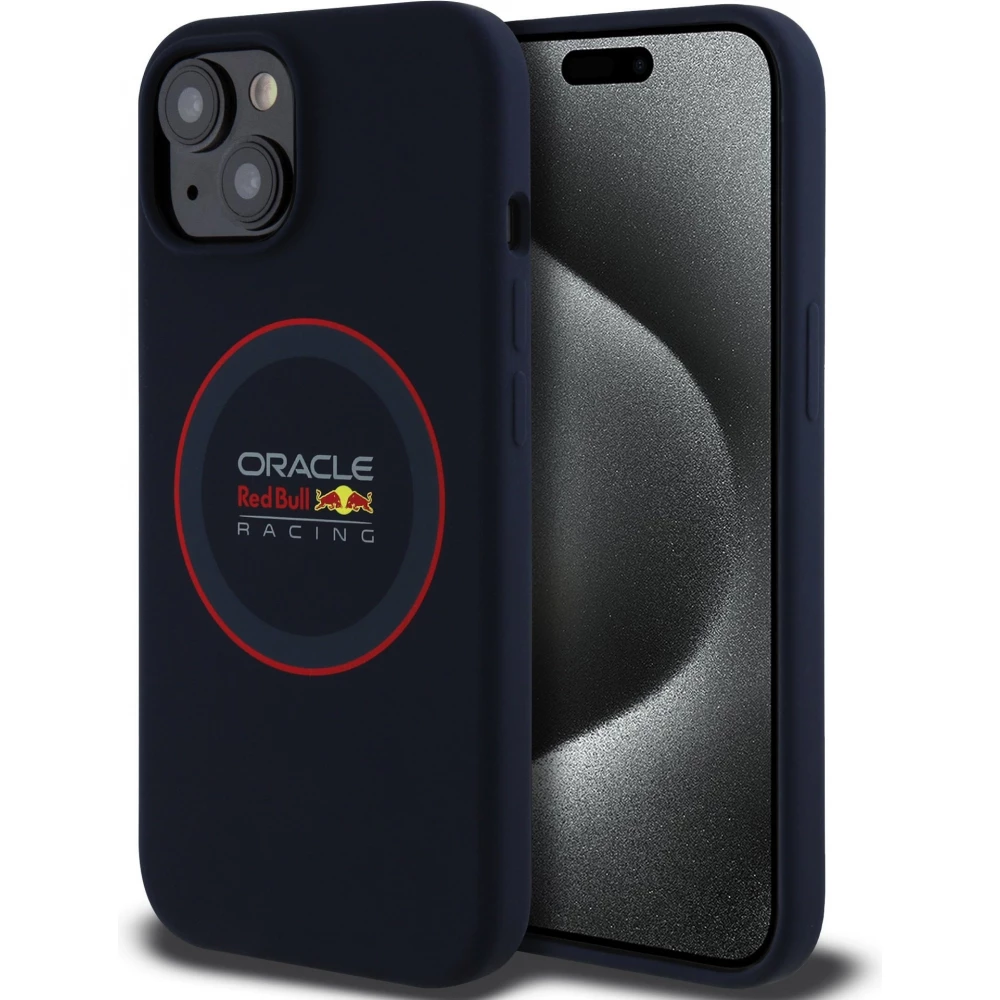 iPhone 14 Case H&uuml;lle - Red Bull Racing MagSafe Silikonh&uuml;lle mit rotem Ring - Marineblau