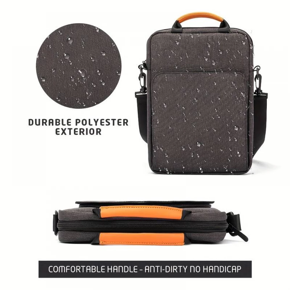 Sac à bandoulière sac à main portable imperméable pour iPad + Laptop + MaxBook 13 pouces - Noir