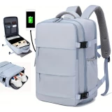 Sac à dos de voyage pour avion avec compartiment ordinateur portable et chaussures et port USB - Vert