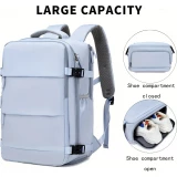Sac à dos de voyage pour avion avec compartiment ordinateur portable et chaussures et port USB - Vert