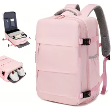 Reiserucksack für Laptop 38.1cm Damen mit USB Ladeport Schuhfach verstellbare Träger Blau