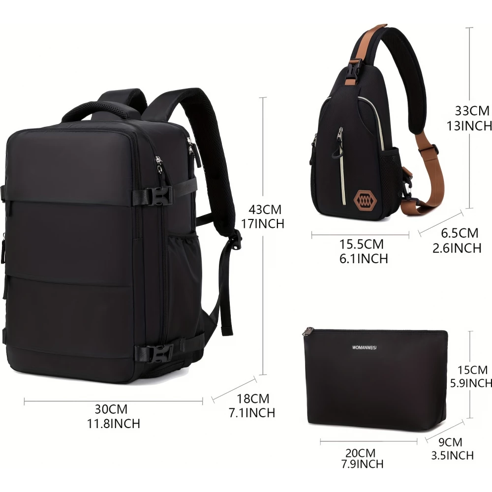 Reiserucksack für Laptop 38.1cm Damen mit USB Ladeport Schuhfach verstellbare Träger Blau