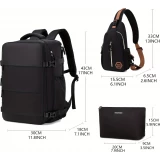 Reiserucksack für Laptop 38.1cm Damen mit USB Ladeport Schuhfach verstellbare Träger Blau