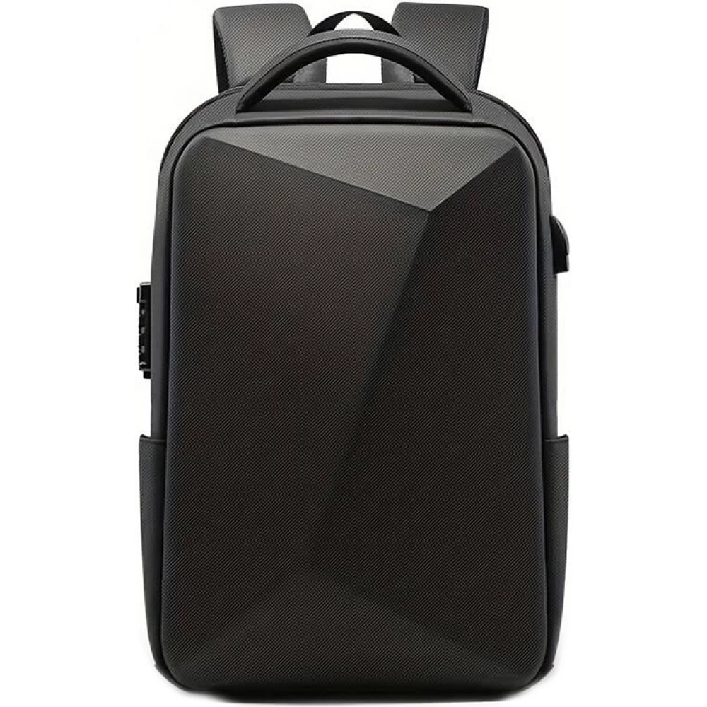 Sportlicher Reise Rucksack erweiterbares Packvolumen 20 - 35 Liter mit Zahlenschloss und USB-Adapter - Schwarz